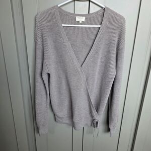 Gentle Fawn Light Gray V-Neck Wrap Sweater